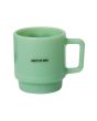 Taza Carhartt WIP Heart Glass Mug Jade – vista trasera con frase HARTT OF SOUL