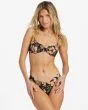 Mujer con Top de Bikini Bralette Billabong Hooked On Tropics Negro Floral frontal