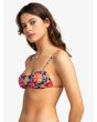 Mujer con Top de Bikini Bralette Roxy Printed Beach Classics Antracita Floral lateral