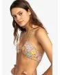 Mujer con Top de Bikini Bandeau Roxy All About Sol Marrón Floral lateral
