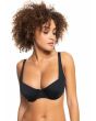 Mujer con top de bikini con aros para copa D Roxy Beach Classics Negro Antracita