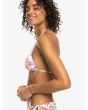 Mujer con top de bikini triangular Roxy Printed Beach Classics Blanco Tropical lateral