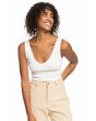 Mujer con top acanalado con tirantes Roxy Time To Move Blanco