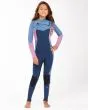 Chica con traje de surf con cremallera en el pecho Billabong Synergy GBS 4/3mm azul celeste