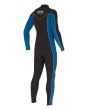 Traje de surf con cremallera en el pecho Billabong 4/3mm Absolute negro y azul para hombre posterior derecha