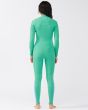 Mujer con traje de neopreno con cremallera frontal Billabong Salty Dayz 4/3mm verde espalda
