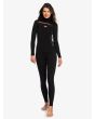Mujer con traje de surf con cremallera en el pecho y capucha Roxy 5/4/3mm Syncro Series negro