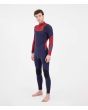 Hombre con traje de surf con cremallera en el pecho Hurley Advantage 4/3mm granate y azul marino