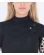 Mujer con traje de neopreno con cremallera en el pecho Hurley Advantage Plus 3/2mm negro y amarillo Chest Zip 