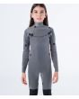 Traje de neopreno infantil con cremallera en el pecho Hurley Kid Advant 4/3mm gris y amarillo interior panel frontal