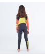 Traje de neopreno infantil con cremallera en el pecho Hurley Kid Advant 4/3mm gris y amarillo posterior