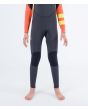 Traje de neopreno infantil con cremallera en el pecho Hurley Kid Advant 4/3mm gris y amarillo rodilleras 