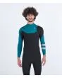 Hombre con traje de neopreno con cremallera en el pecho Hurley Advant 4/3mm Fullsuit Esmeralda frontal 