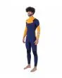 Hombre con traje de neopreno con cremallera en el pecho Hurley Advant 4/3mm Fullsuit Azul Marino y Naranja izquierda
