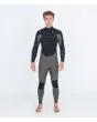Hombre con traje de surf con cremallera en el pecho Hurley Advant 4/3mm Fullsuit verde y negro
