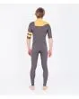 Traje de surf con cremallera en el pecho y manga corta Hurley Advantage Fullsuit 2/2mm gris y amarillo para hombre posterior