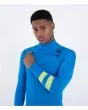 Hombre con traje de surf Hurley Air 4/3mm Fullsuit Azul Lagoon cremallera en el pecho