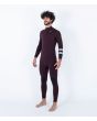Hombre con traje de surf con cremallera en el pecho Hurley Plus 3/2mm granate izquierda