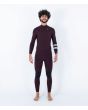 Hombre con traje de surf con cremallera en el pecho Hurley Plus 3/2mm granate