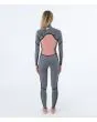 Mujer con traje de surf con cremallera en el pecho Hurley Plus 4/3mm negro grafito interior posterior