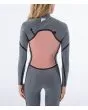 Mujer con traje de surf con cremallera en el pecho Hurley Plus 4/3mm negro grafito interior espalda