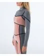 Mujer con traje de surf con cremallera en el pecho Hurley Plus 4/3mm negro grafito interior manga