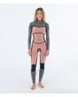 Mujer con traje de surf con cremallera en el pecho Hurley Plus 4/3mm negro grafito interior