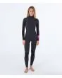 Mujer con traje de surf con cremallera en el pecho Hurley Plus 4/3mm negro grafito