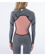 Mujer con traje de surf con cremallera en el pecho Hurley Plus 4/3mm azul marino interior espalda