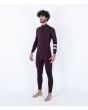 Hombre con traje de neopreno con cremallera en el pecho Hurley PLUS 4/3mm granate izquierda