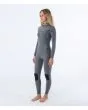 Mujer con traje de surf con cremallera en el pecho Hurley Advant Women 3/2mm Fullsuit negro interior lateral