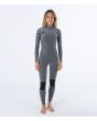 Mujer con traje de surf con cremallera en el pecho Hurley Advant Women 3/2mm Fullsuit negro interior