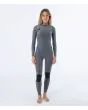 Mujer con traje de surf con cremallera en el pecho Hurley Advant Women 3/2mm Fullsuit negro interior