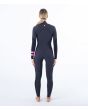 Mujer con traje de neopreno con cremallera en el pecho Hurley Plus 5/3mm negro grafito posterior