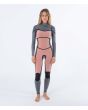 Mujer con traje de neopreno con cremallera en el pecho Hurley Plus 5/3mm negro grafito interior
