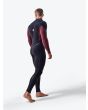 Hombre con Traje de surf con cremallera en el pecho O'Neill Hyperfreak Fire 4/3mm Plus negro y rojo posterior