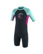 Traje de surf corto con cremallera en la espalda O'Neill Toddler Reactor II 2mm SS Spring Girl en Gris Fucsia y Turquesa para niñas de 1 a 6 años
