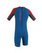 Traje de surf de primavera con manga corta y cremallera en la espalda O'Neill Toddler Reactor II 2mm en azul, grafito y rojo para niños de 1 a 6 años posterior
