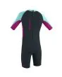Traje de surf corto con cremallera en la espalda O'Neill Toddler Reactor II 2mm SS Spring Girl en Gris Fucsia y Turquesa para niñas de 1 a 6 años posterior