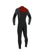 Traje de Neopreno con cremallera en el pecho O'Neill Youth Hyperfreak 5/4 Plus Gris Oscuro y Rojo para niños de 8 a 16 años posterior