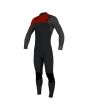 Traje de Neopreno con cremallera en el pecho O'Neill Youth Hyperfreak 5/4 Plus Gris Oscuro y Rojo para niños de 8 a 16 años