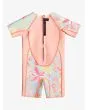 Traje de Surf de Primavera con Manga Corta y Cremallera en la Espalda Roxy 1.5mm Swell Series Rosa Floral para niña y bebé posterior