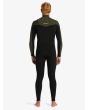 Hombre con Traje de Surf con cremallera en el pecho Quiksilver 4/3mm Everyday Sessions negro y verde posterior