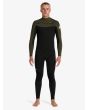 Hombre con Traje de Surf con cremallera en el pecho Quiksilver 4/3mm Everyday Sessions negro y verde 