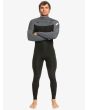 Hombre con traje de neopreno con cremallera en el pecho Quiksilver 4/3mm Everyday Sessions negro y gris frontal
