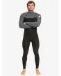 Hombre con traje de neopreno con cremallera en el pecho Quiksilver 4/3mm Everyday Sessions negro y gris frontal