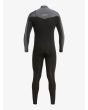 Traje de neopreno con cremallera en el pecho Quiksilver 4/3mm Everyday Sessions negro y gris para hombre posterior