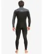 Hombre con traje de neopreno con cremallera en el pecho Quiksilver 4/3mm Everyday Sessions negro y gris posterior