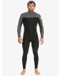 Hombre con traje de neopreno con cremallera en el pecho Quiksilver 4/3mm Everyday Sessions negro y gris