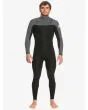 Hombre con traje de neopreno con cremallera en el pecho Quiksilver 4/3mm Everyday Sessions negro y gris